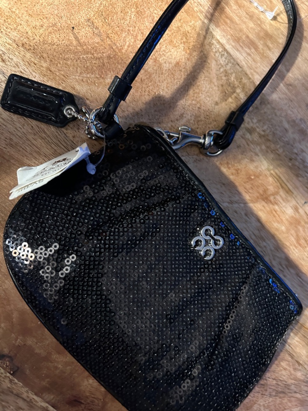 Coach Black Sequin Wristlet Clutch - Picture 8 of 11